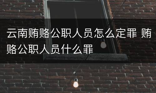 云南贿赂公职人员怎么定罪 贿赂公职人员什么罪