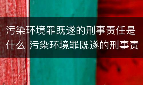 污染环境罪既遂的刑事责任是什么 污染环境罪既遂的刑事责任是什么意思