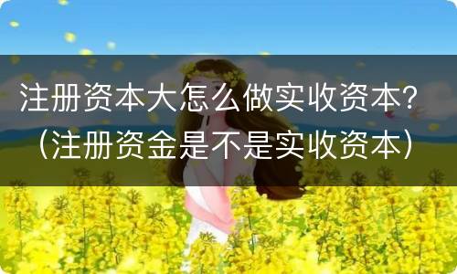 注册资本大怎么做实收资本？（注册资金是不是实收资本）