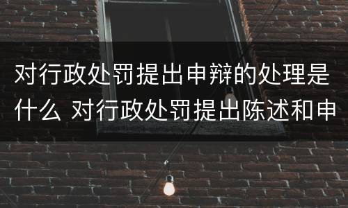 对行政处罚提出申辩的处理是什么 对行政处罚提出陈述和申辩