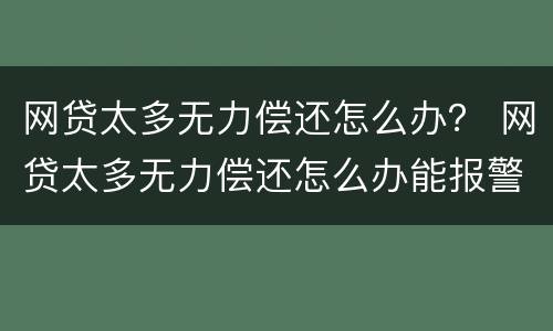 网贷太多无力偿还怎么办？ 网贷太多无力偿还怎么办能报警?
