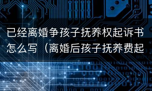已经离婚争孩子抚养权起诉书怎么写（离婚后孩子抚养费起诉书怎么写）