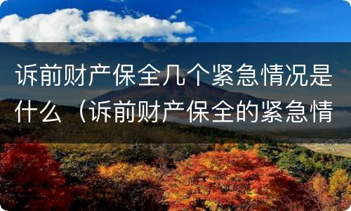 诉前财产保全几个紧急情况是什么（诉前财产保全的紧急情况）