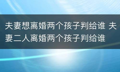 夫妻想离婚两个孩子判给谁 夫妻二人离婚两个孩子判给谁
