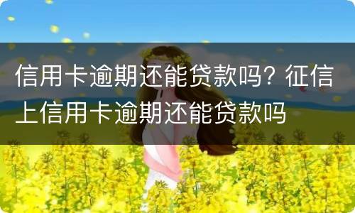 信用卡逾期还能贷款吗? 征信上信用卡逾期还能贷款吗