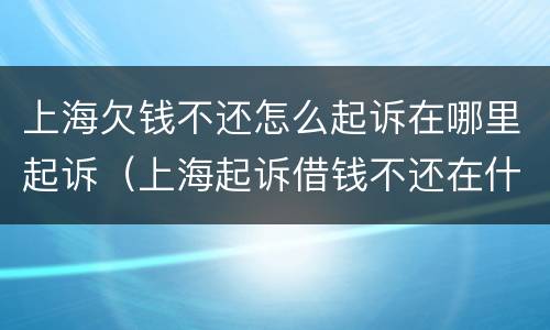 上海欠钱不还怎么起诉在哪里起诉（上海起诉借钱不还在什么地方）
