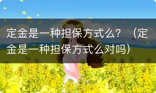 定金是一种担保方式么？（定金是一种担保方式么对吗）