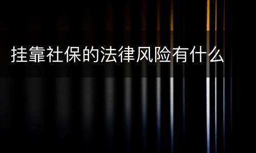 挂靠社保的法律风险有什么