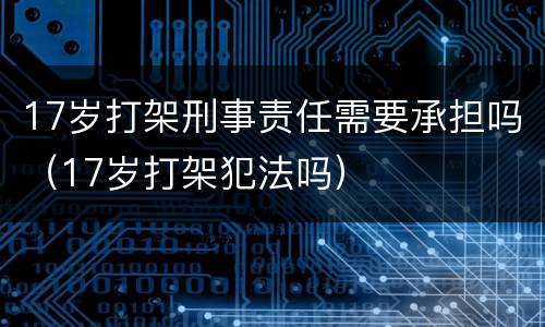 17岁打架刑事责任需要承担吗（17岁打架犯法吗）