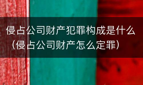 侵占公司财产犯罪构成是什么（侵占公司财产怎么定罪）