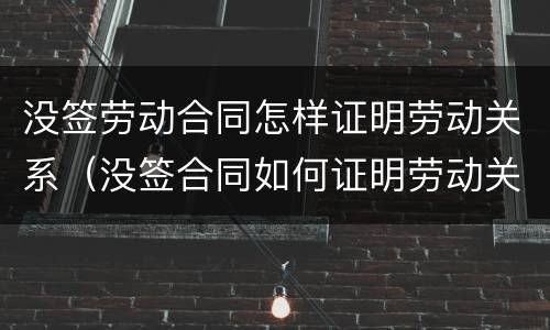 没签劳动合同怎样证明劳动关系（没签合同如何证明劳动关系）