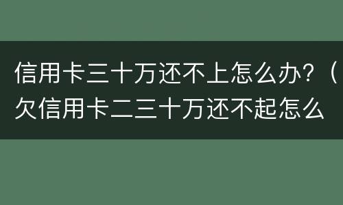 信用卡三十万还不上怎么办?（欠信用卡二三十万还不起怎么办）
