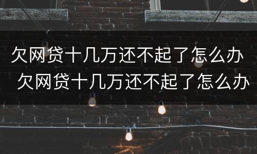 欠网贷十几万还不起了怎么办 欠网贷十几万还不起了怎么办呢
