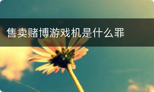 售卖赌博游戏机是什么罪