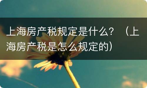 上海房产税规定是什么？（上海房产税是怎么规定的）