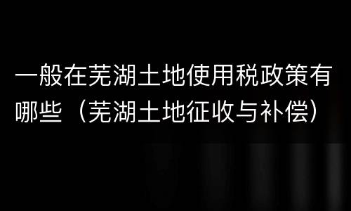 一般在芜湖土地使用税政策有哪些（芜湖土地征收与补偿）
