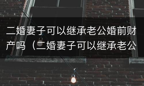 二婚妻子可以继承老公婚前财产吗（二婚妻子可以继承老公婚前财产吗法律）