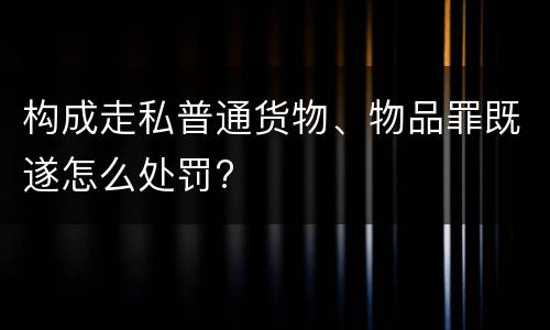 构成走私普通货物、物品罪既遂怎么处罚?