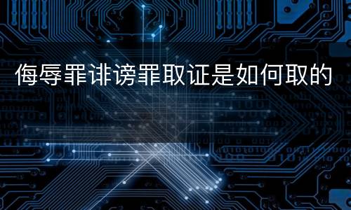 侮辱罪诽谤罪取证是如何取的