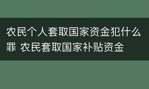 农民个人套取国家资金犯什么罪 农民套取国家补贴资金