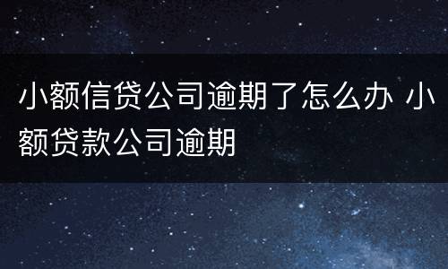 小额信贷公司逾期了怎么办 小额贷款公司逾期