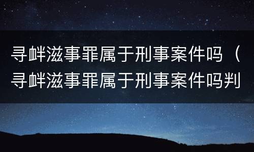 寻衅滋事罪属于刑事案件吗（寻衅滋事罪属于刑事案件吗判多少年）
