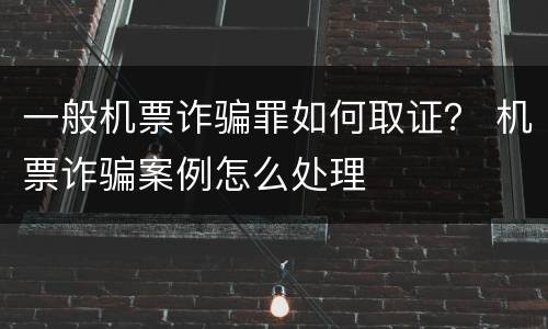 一般机票诈骗罪如何取证？ 机票诈骗案例怎么处理
