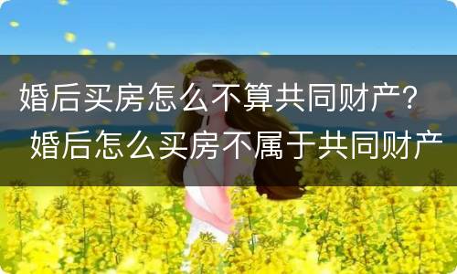 婚后买房怎么不算共同财产？ 婚后怎么买房不属于共同财产