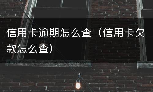 信用卡逾期怎么查（信用卡欠款怎么查）