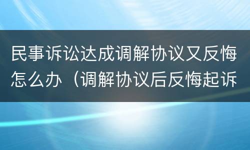 民事诉讼达成调解协议又反悔怎么办（调解协议后反悔起诉）