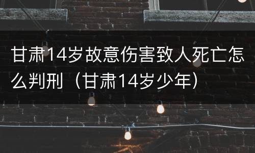 甘肃14岁故意伤害致人死亡怎么判刑（甘肃14岁少年）
