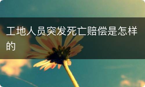 工地人员突发死亡赔偿是怎样的