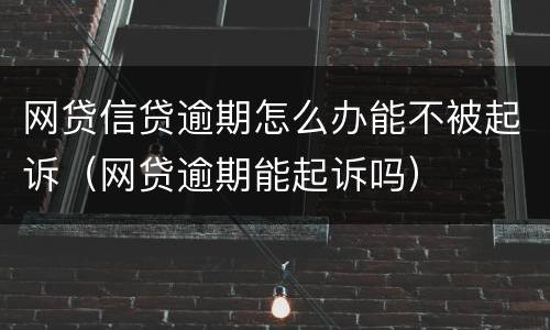 网贷信贷逾期怎么办能不被起诉（网贷逾期能起诉吗）