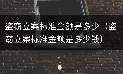 盗窃立案标准金额是多少（盗窃立案标准金额是多少钱）