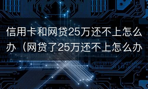信用卡和网贷25万还不上怎么办（网贷了25万还不上怎么办）