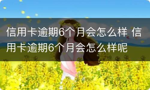 信用卡逾期6个月会怎么样 信用卡逾期6个月会怎么样呢