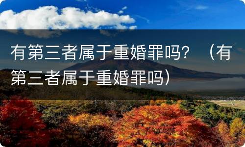 有第三者属于重婚罪吗？（有第三者属于重婚罪吗）