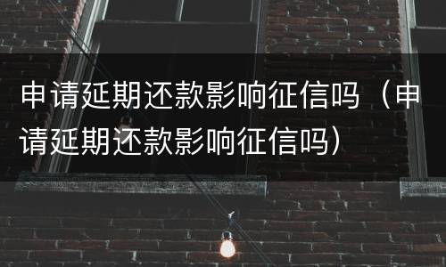 申请延期还款影响征信吗（申请延期还款影响征信吗）