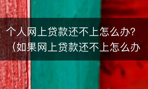 个人网上贷款还不上怎么办？（如果网上贷款还不上怎么办）