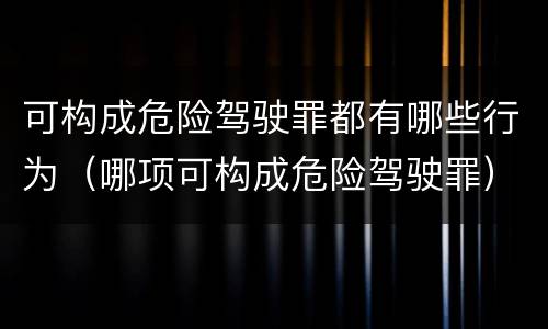 可构成危险驾驶罪都有哪些行为（哪项可构成危险驾驶罪）