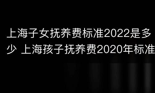 上海子女抚养费标准2022是多少 上海孩子抚养费2020年标准