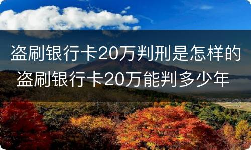 盗刷银行卡20万判刑是怎样的 盗刷银行卡20万能判多少年