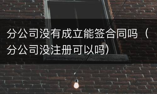 分公司没有成立能签合同吗（分公司没注册可以吗）