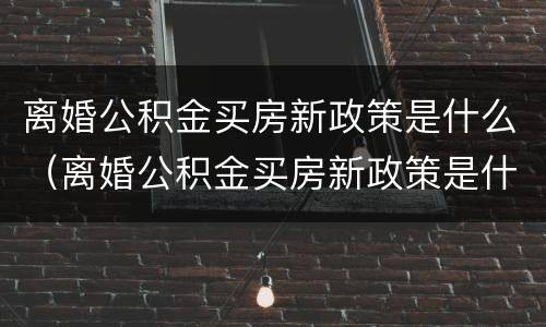 离婚公积金买房新政策是什么（离婚公积金买房新政策是什么意思）