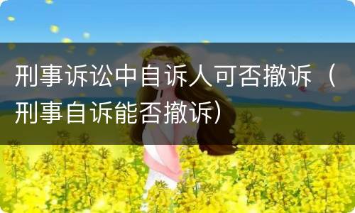 刑事诉讼中自诉人可否撤诉（刑事自诉能否撤诉）