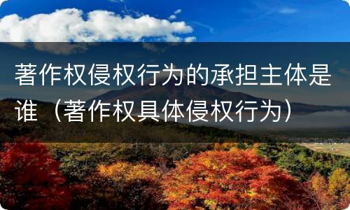 著作权侵权行为的承担主体是谁（著作权具体侵权行为）
