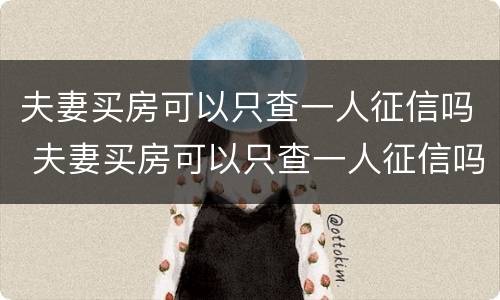 夫妻买房可以只查一人征信吗 夫妻买房可以只查一人征信吗天津