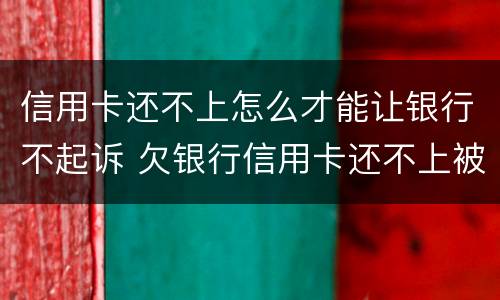 信用卡还不上怎么才能让银行不起诉 欠银行信用卡还不上被起诉了怎么办
