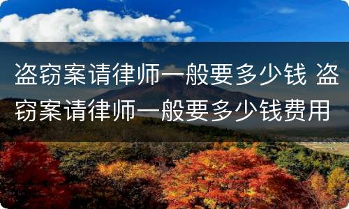 盗窃案请律师一般要多少钱 盗窃案请律师一般要多少钱费用