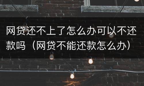 网贷还不上了怎么办可以不还款吗（网贷不能还款怎么办）